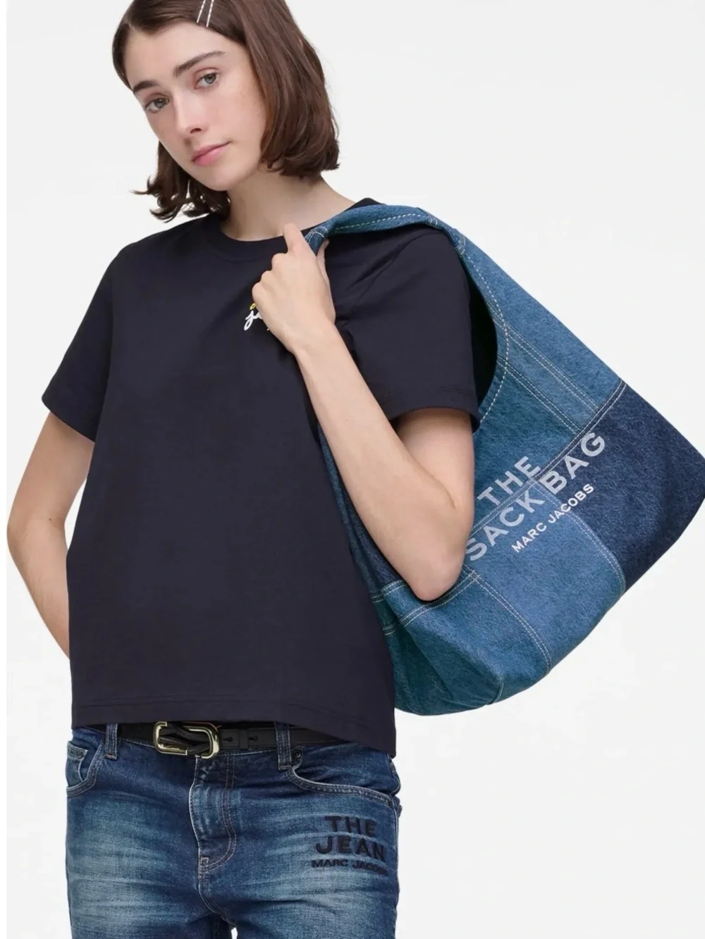 Marc Jacobs Denim Patchwork Sack Bag in Blue